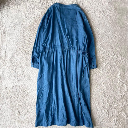 ICHI 美品 インディゴコットンロングワンピース F ブルー