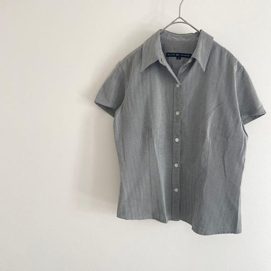 ラルフローレン 美品 半袖シャツ ヘリンボーン 11 グレー