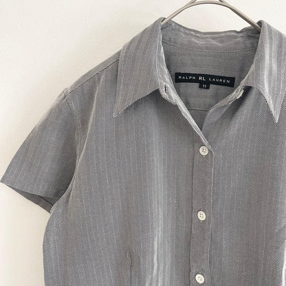 ラルフローレン 美品 半袖シャツ ヘリンボーン 11 グレー