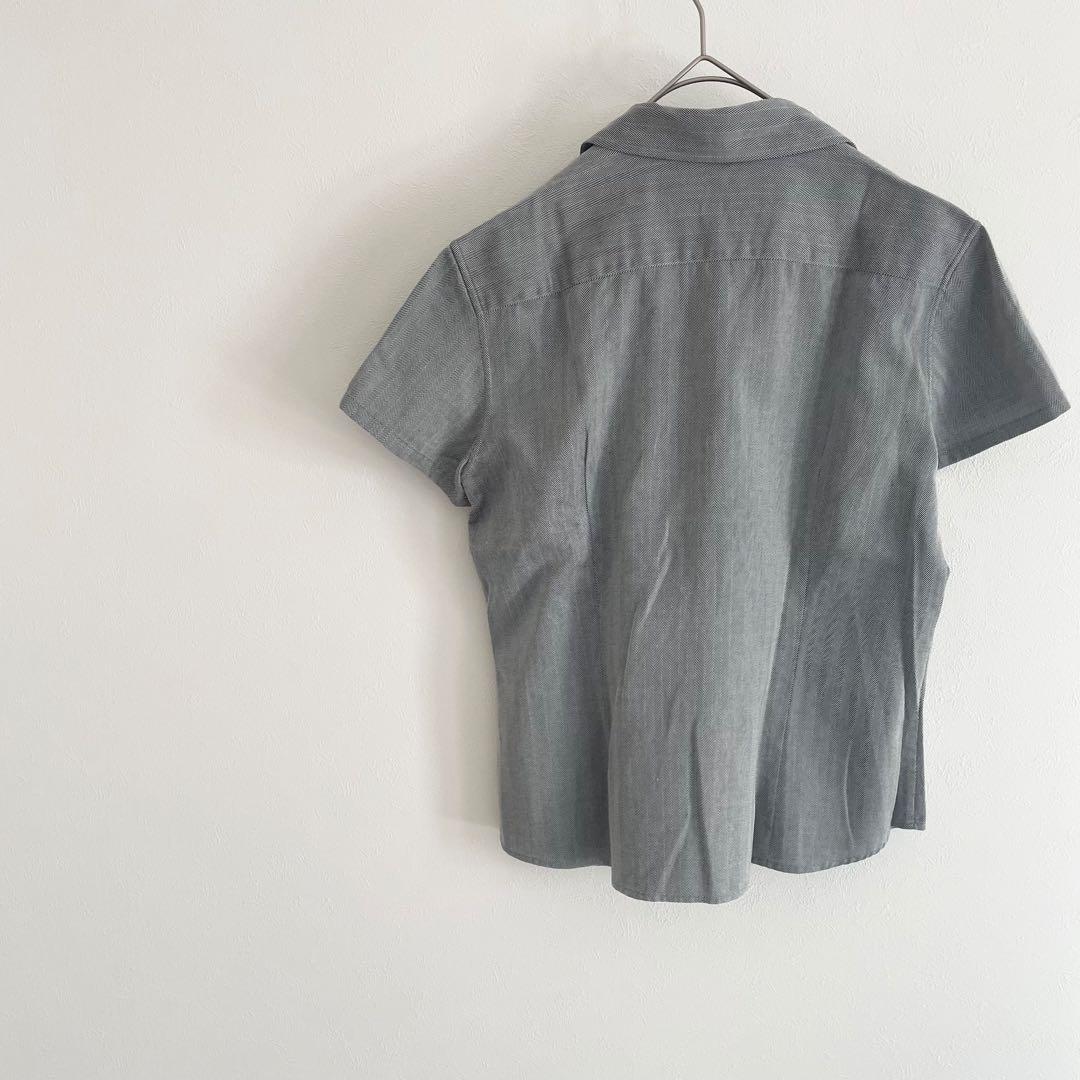 ラルフローレン 美品 半袖シャツ ヘリンボーン 11 グレー
