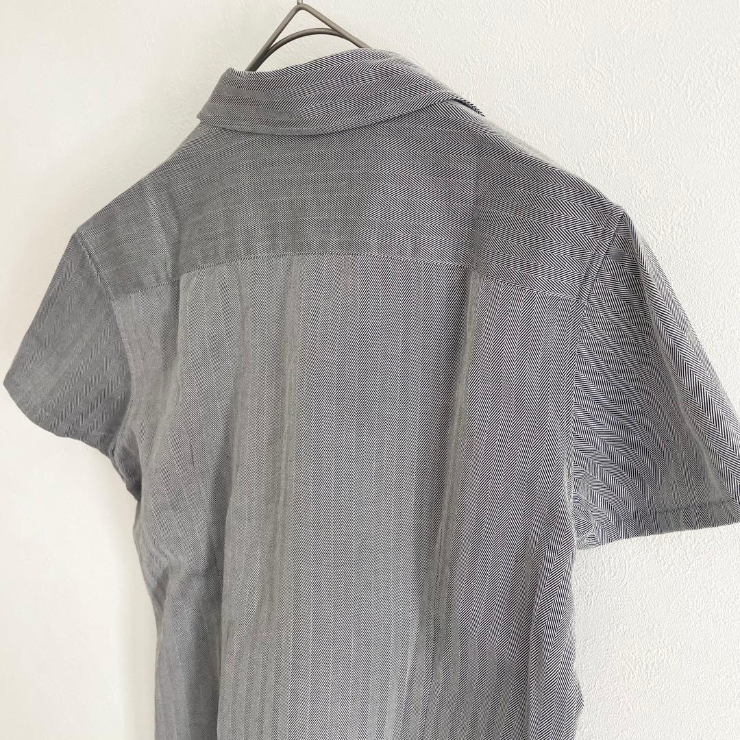 ラルフローレン 美品 半袖シャツ ヘリンボーン 11 グレー