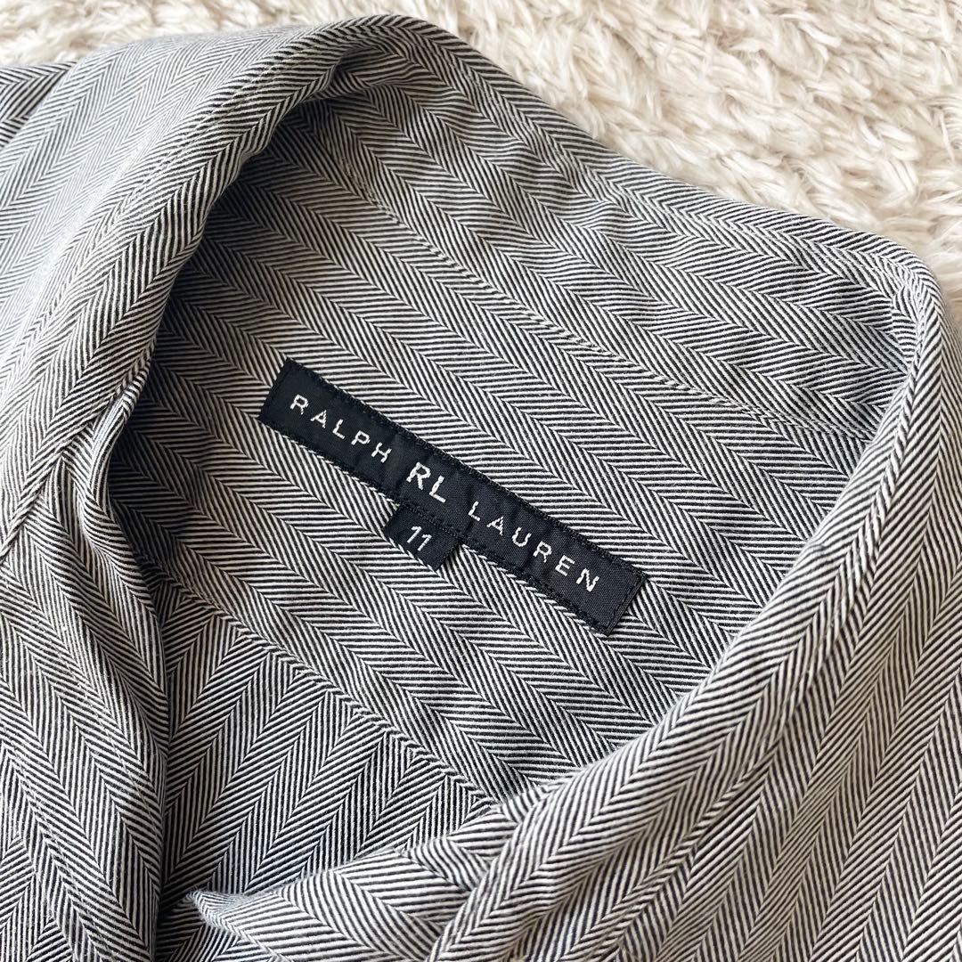 ラルフローレン 美品 半袖シャツ ヘリンボーン 11 グレー