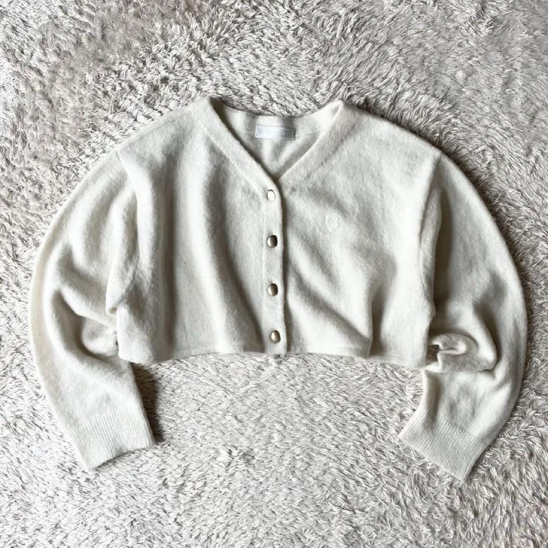 セルフォード 極美品 CELFORD クロップドカーディガン 金ボタン F 白