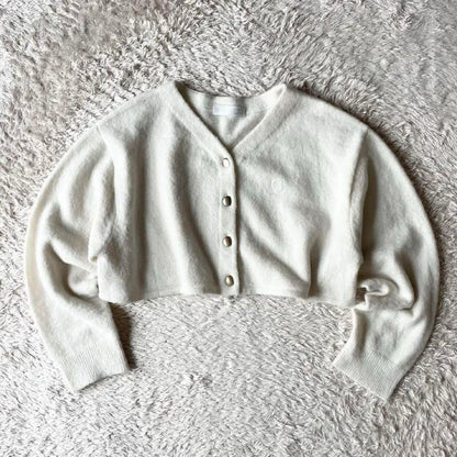 セルフォード 極美品 CELFORD クロップドカーディガン 金ボタン F 白