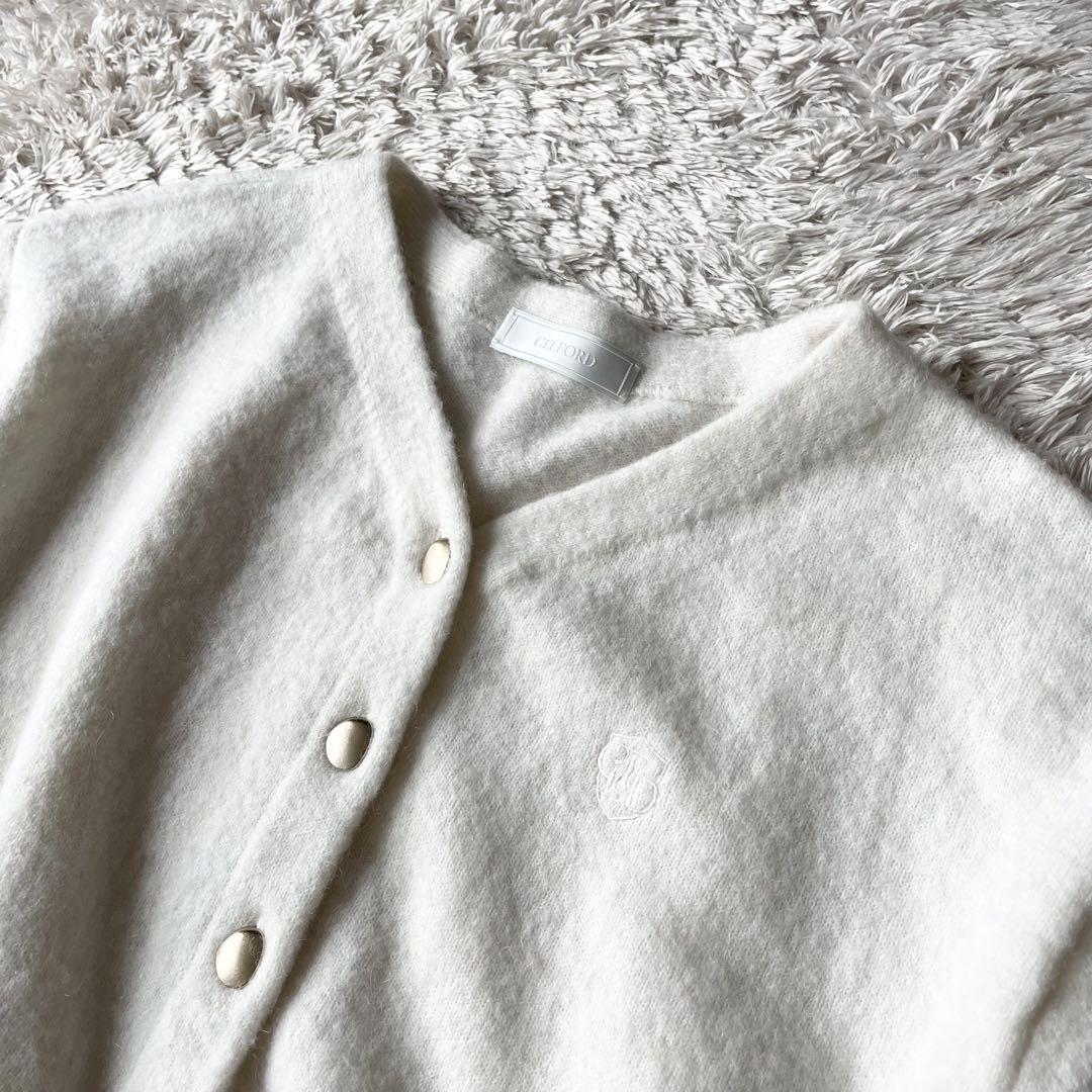 セルフォード 極美品 CELFORD クロップドカーディガン 金ボタン F 白