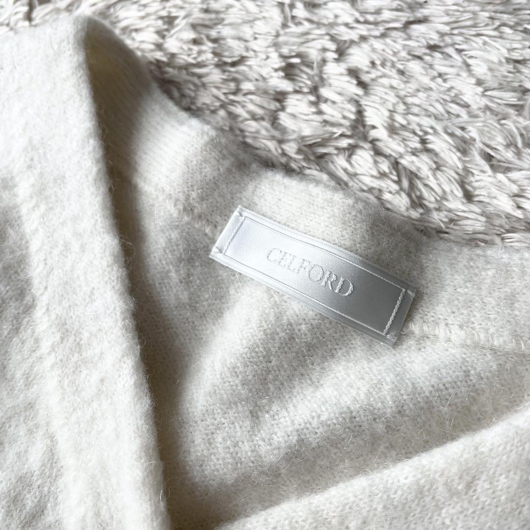 セルフォード 極美品 CELFORD クロップドカーディガン 金ボタン F 白