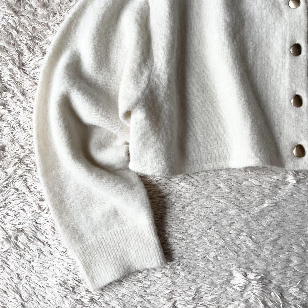 セルフォード 極美品 CELFORD クロップドカーディガン 金ボタン F 白