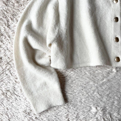 セルフォード 極美品 CELFORD クロップドカーディガン 金ボタン F 白