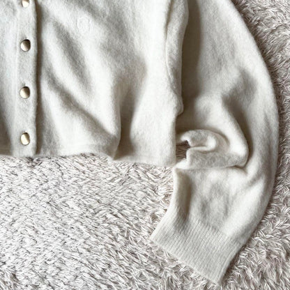 セルフォード 極美品 CELFORD クロップドカーディガン 金ボタン F 白