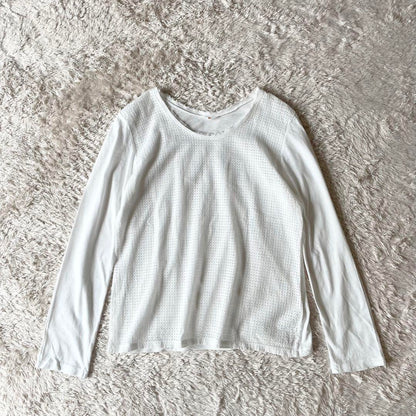 45R 切替L/Sカットソー カットワーク メッシュ L