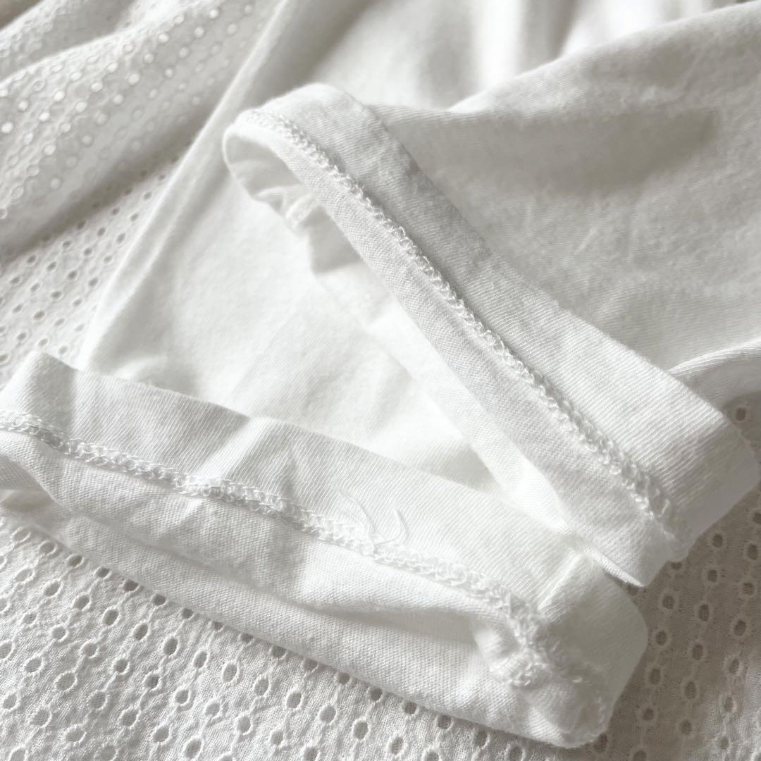 45R 切替L/Sカットソー カットワーク メッシュ L