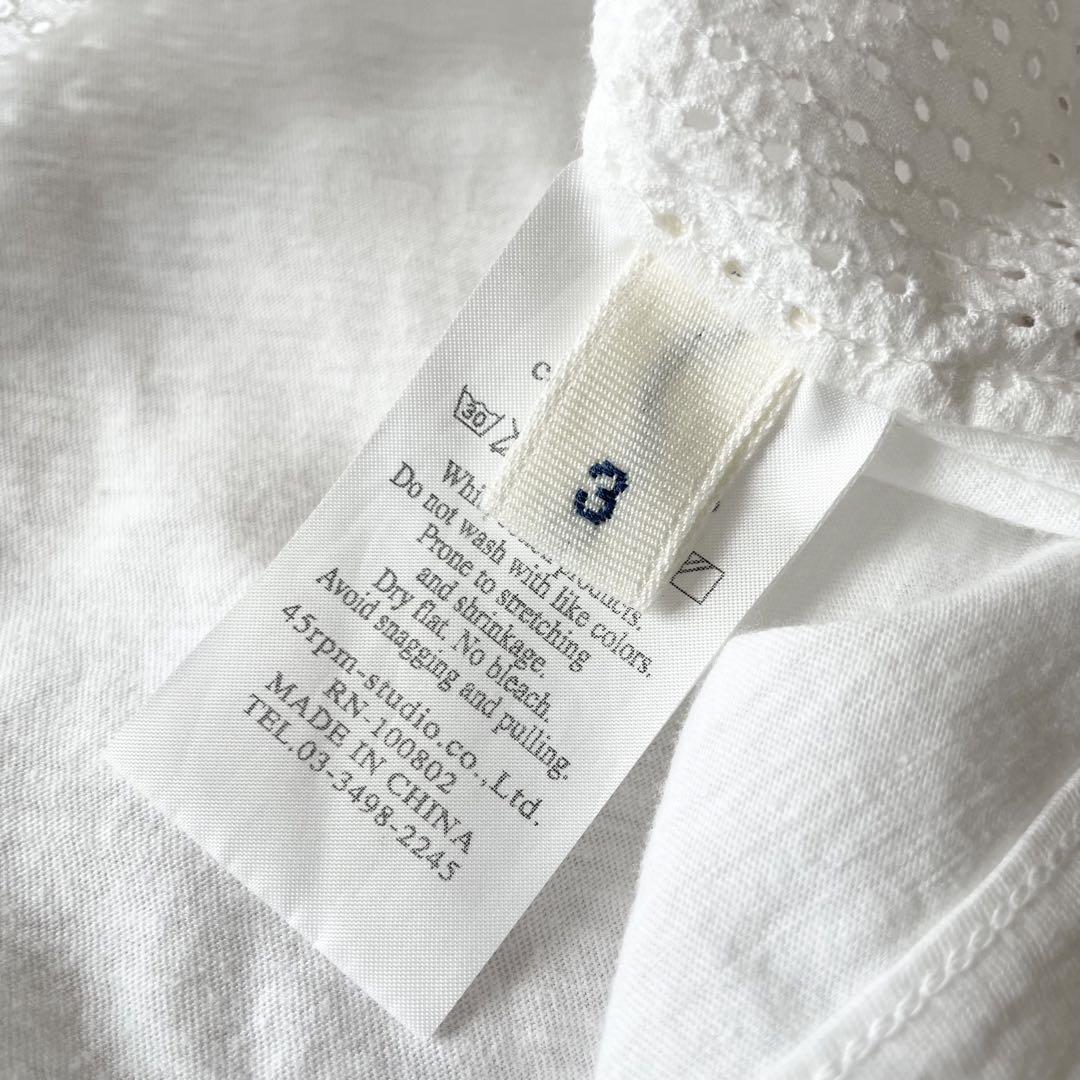 45R 切替L/Sカットソー カットワーク メッシュ L