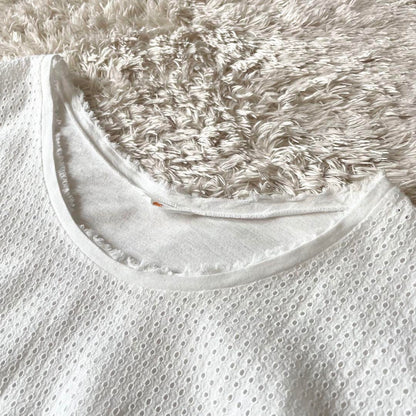 45R 切替L/Sカットソー カットワーク メッシュ L