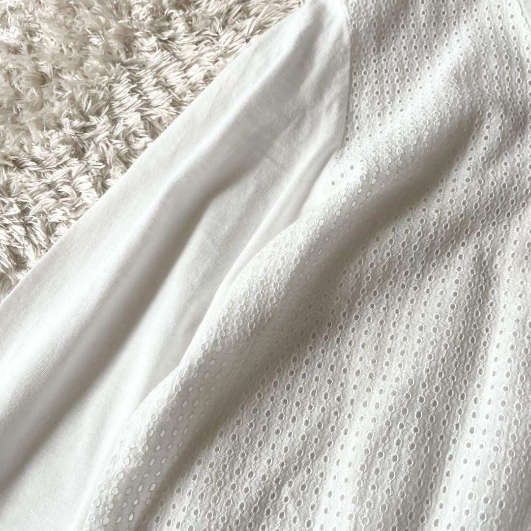 45R 切替L/Sカットソー カットワーク メッシュ L