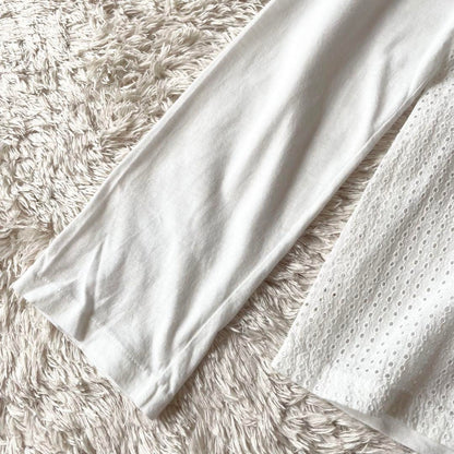 45R 切替L/Sカットソー カットワーク メッシュ L