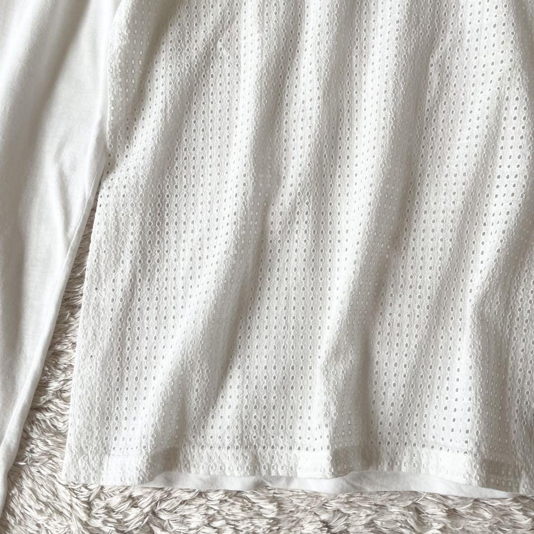 45R 切替L/Sカットソー カットワーク メッシュ L