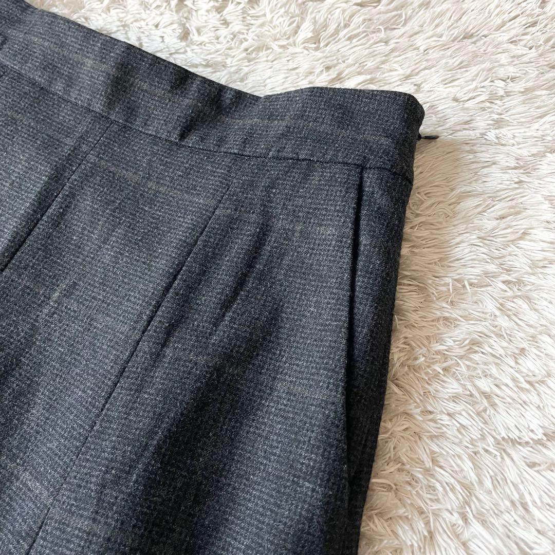 マーガレットハウエル 美品 ウールプリーツスカート 1 グレーチェック