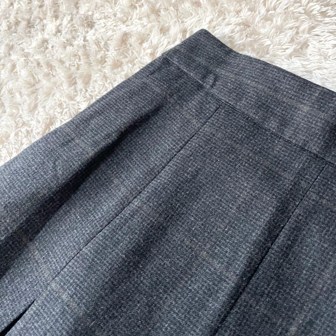 マーガレットハウエル 美品 ウールプリーツスカート 1 グレーチェック