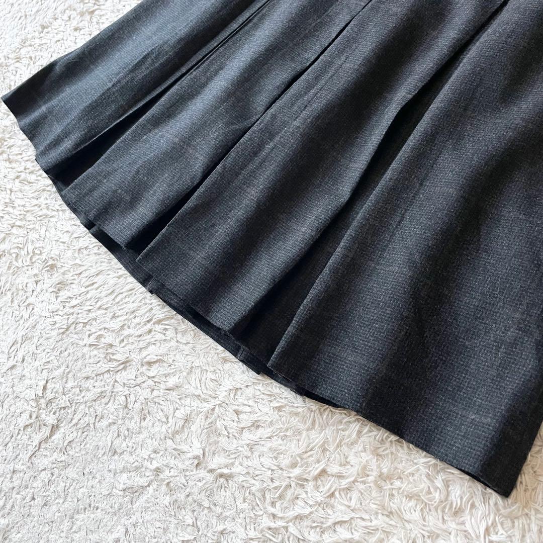 マーガレットハウエル 美品 ウールプリーツスカート 1 グレーチェック