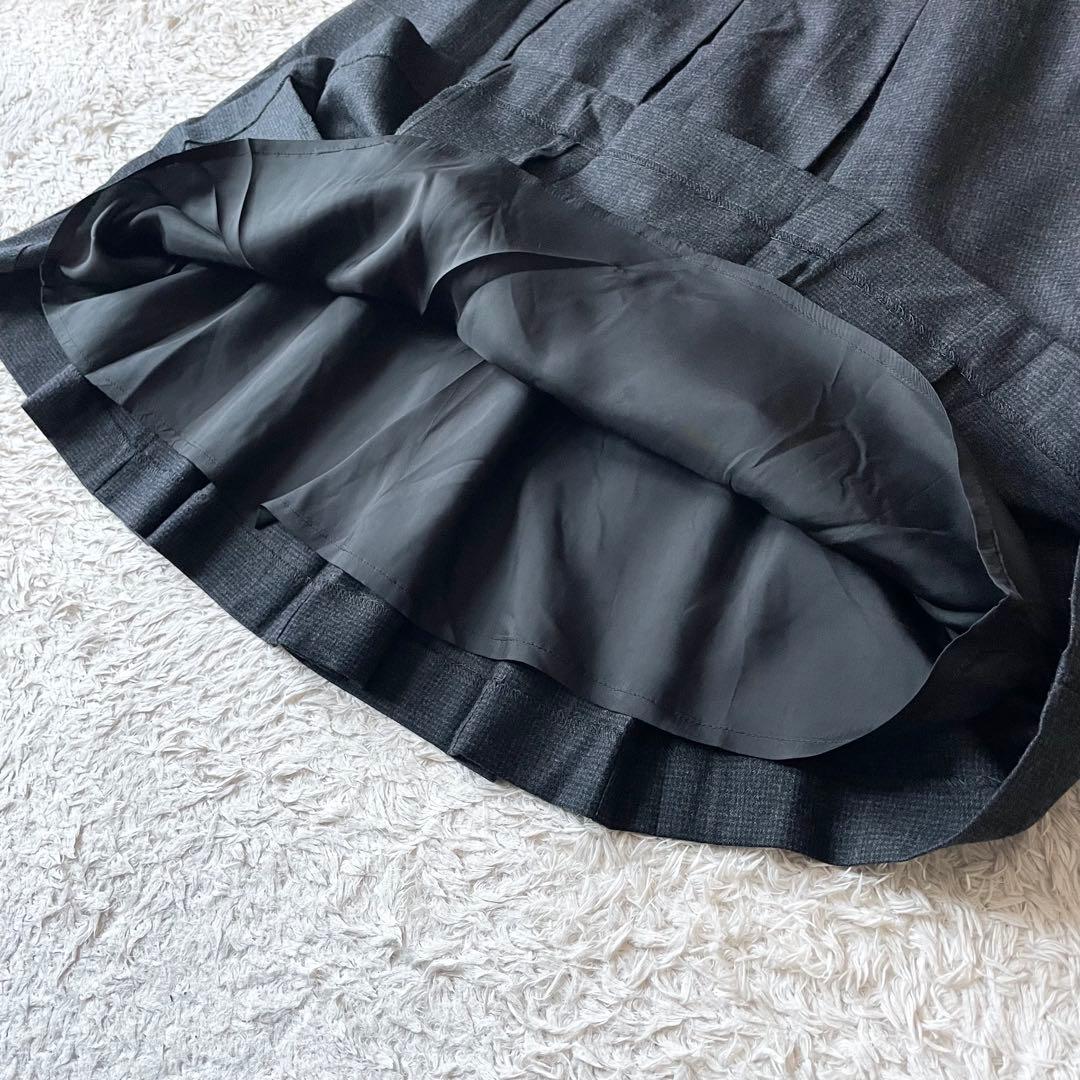 マーガレットハウエル 美品 ウールプリーツスカート 1 グレーチェック