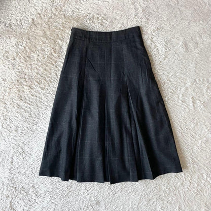 マーガレットハウエル 美品 ウールプリーツスカート 1 グレーチェック