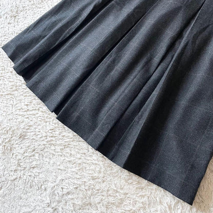 マーガレットハウエル 美品 ウールプリーツスカート 1 グレーチェック