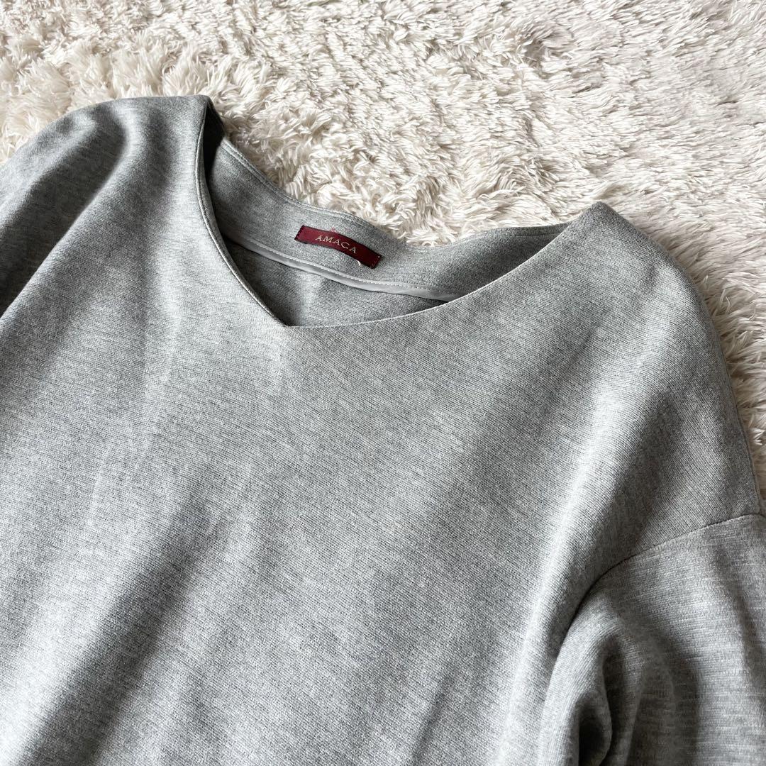 アマカ 美品 AMACA ストレッチワンピース 38 グレー