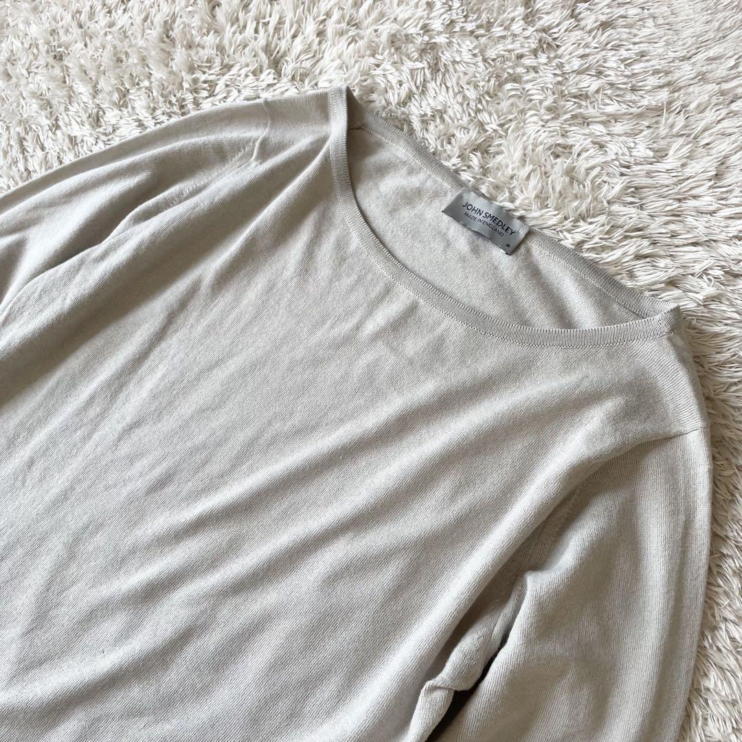 JOHN SMEDLEY シーアイランドコットンニット M グレージュ
