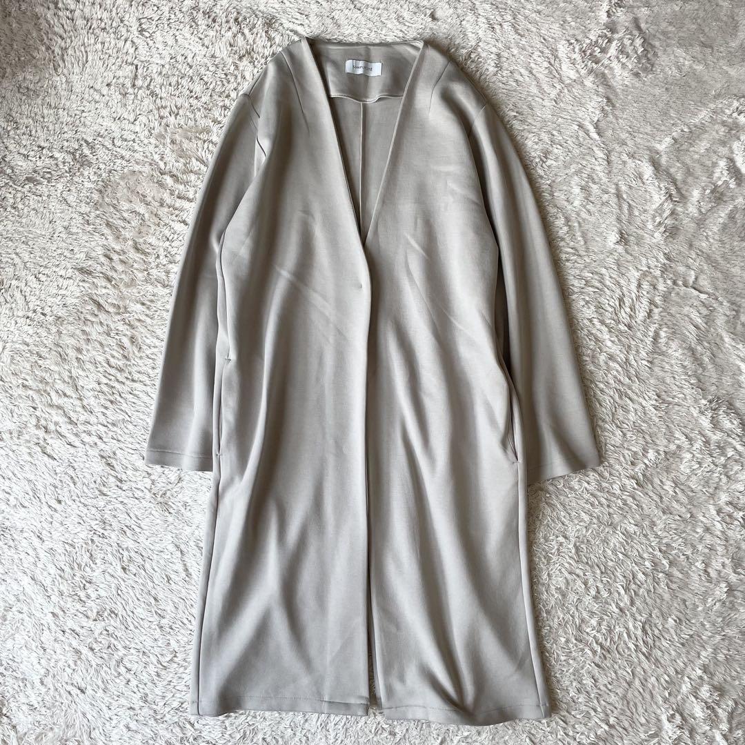 SIMPLICITE 美品 ダンボールノーカラーコート F ベージュ