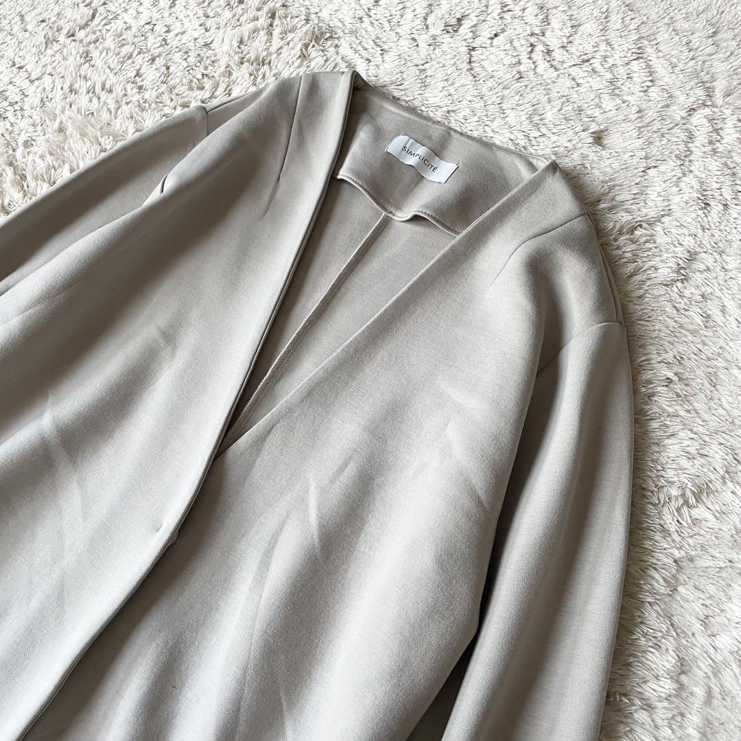 SIMPLICITE 美品 ダンボールノーカラーコート F ベージュ