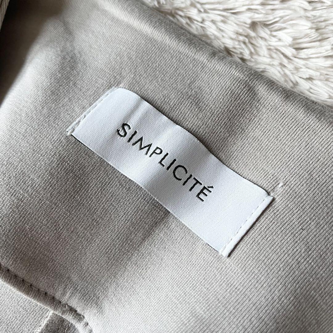 SIMPLICITE 美品 ダンボールノーカラーコート F ベージュ