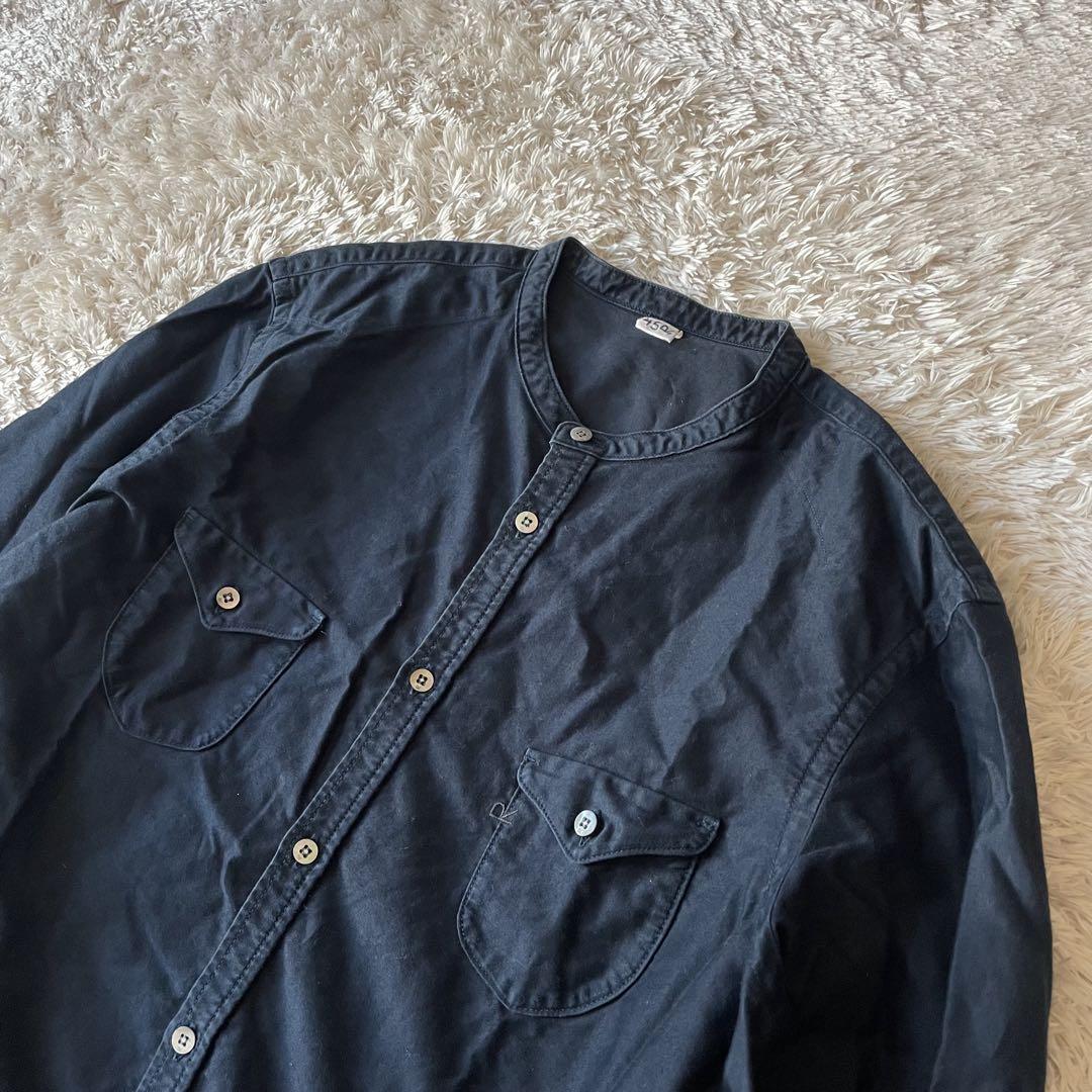 45R 美品 サテンスタンドイースタンシャツ 2 ネイビー