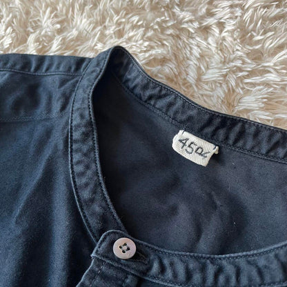 45R 美品 サテンスタンドイースタンシャツ 2 ネイビー