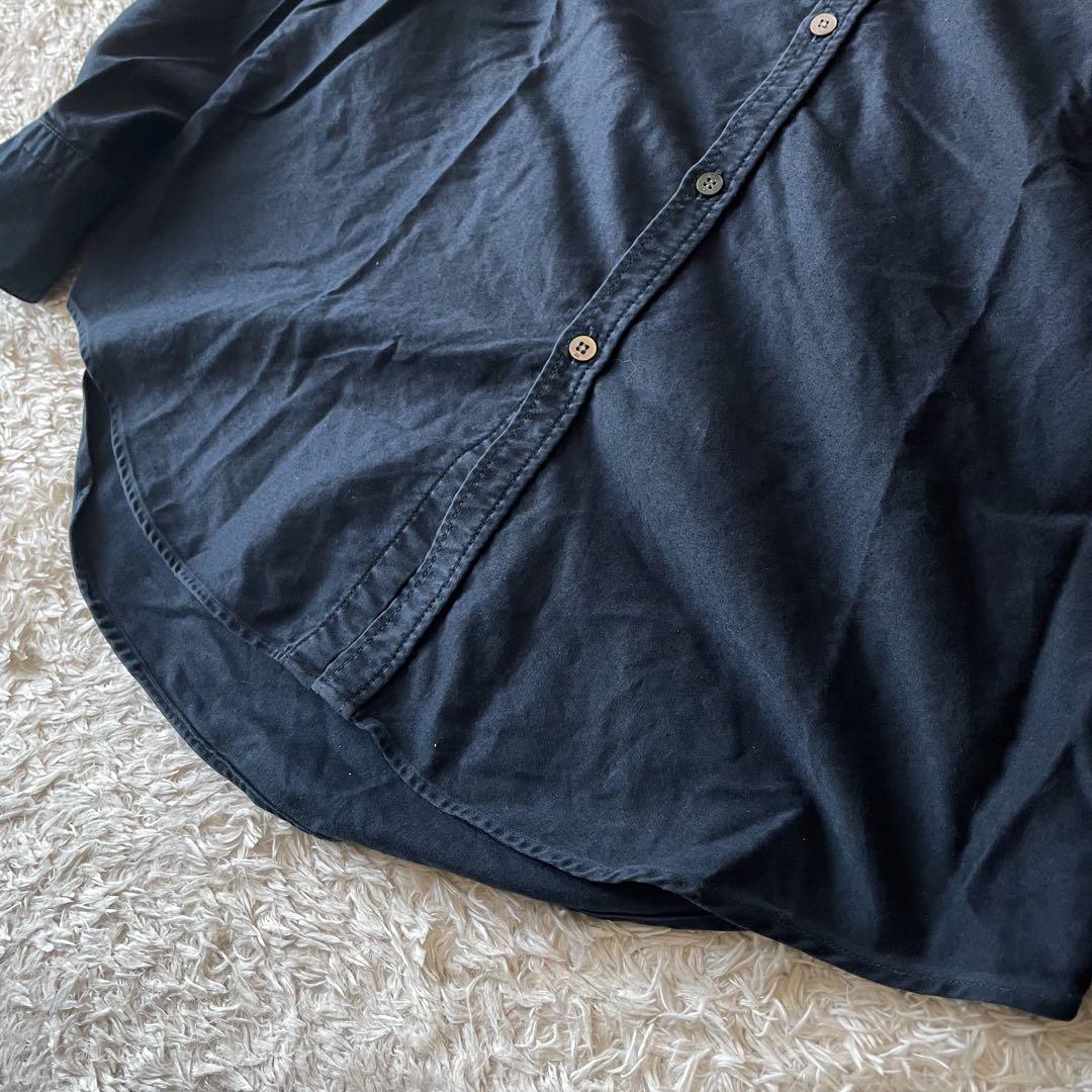 45R 美品 サテンスタンドイースタンシャツ 2 ネイビー