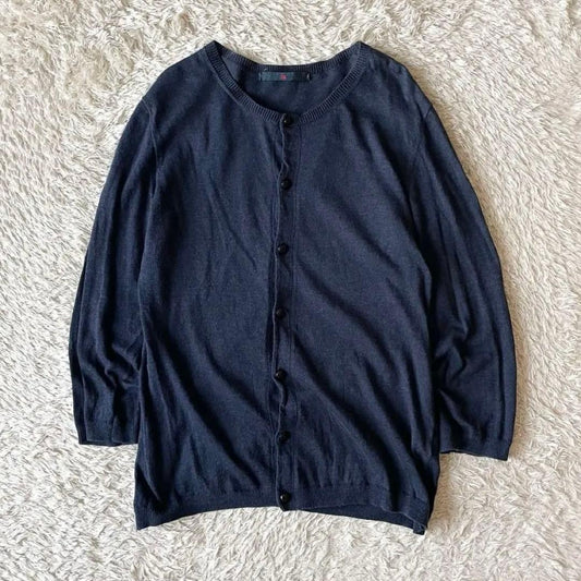 45R 美品 ギマニットカーディガン 2 紺 8048025