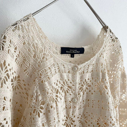 MACHPEE 極美品 ハンドニットレースブラウス 1 ベージュ