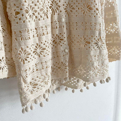 MACHPEE 極美品 ハンドニットレースブラウス 1 ベージュ