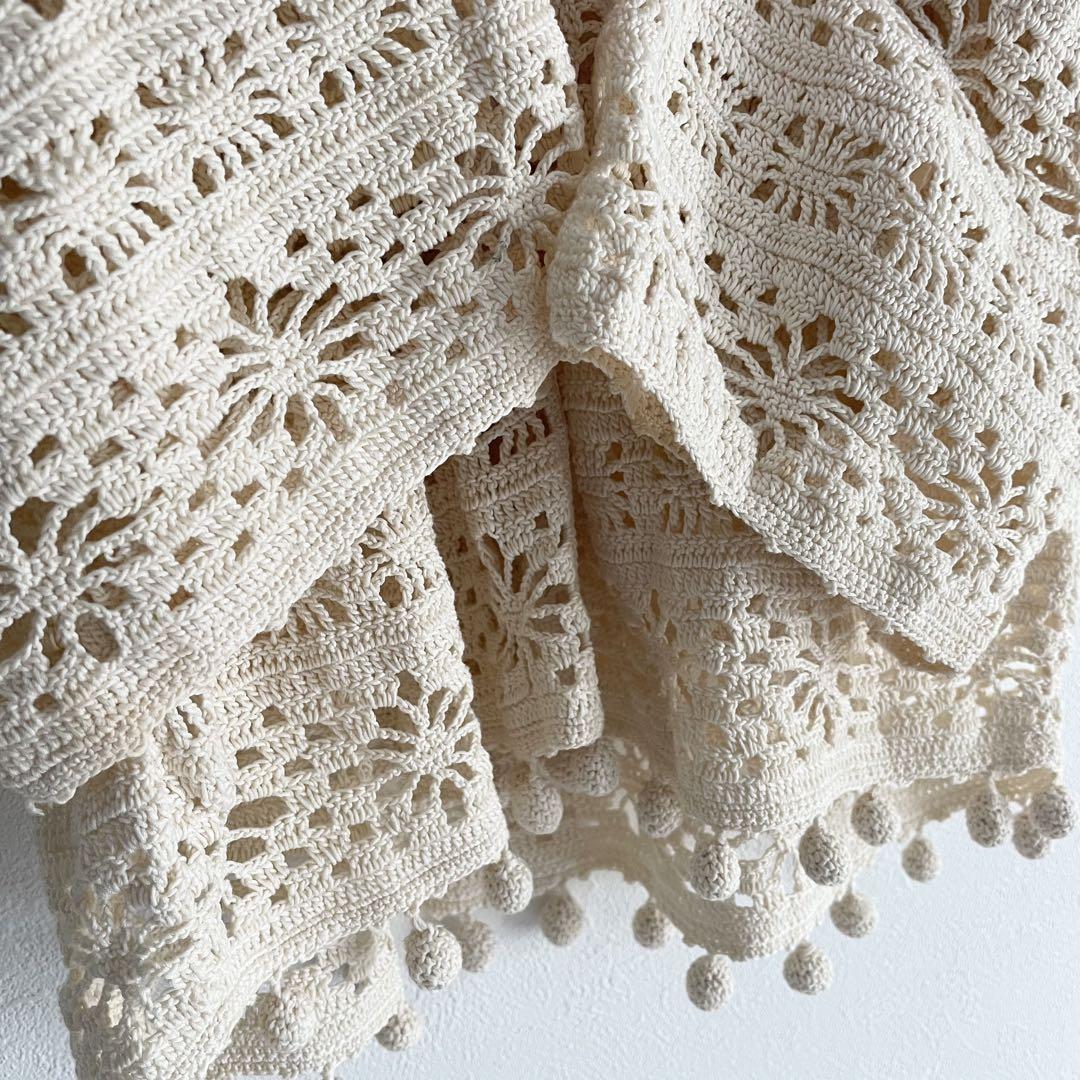 MACHPEE 極美品 ハンドニットレースブラウス 1 ベージュ