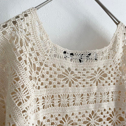 MACHPEE 極美品 ハンドニットレースブラウス 1 ベージュ