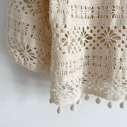 MACHPEE 極美品 ハンドニットレースブラウス 1 ベージュ