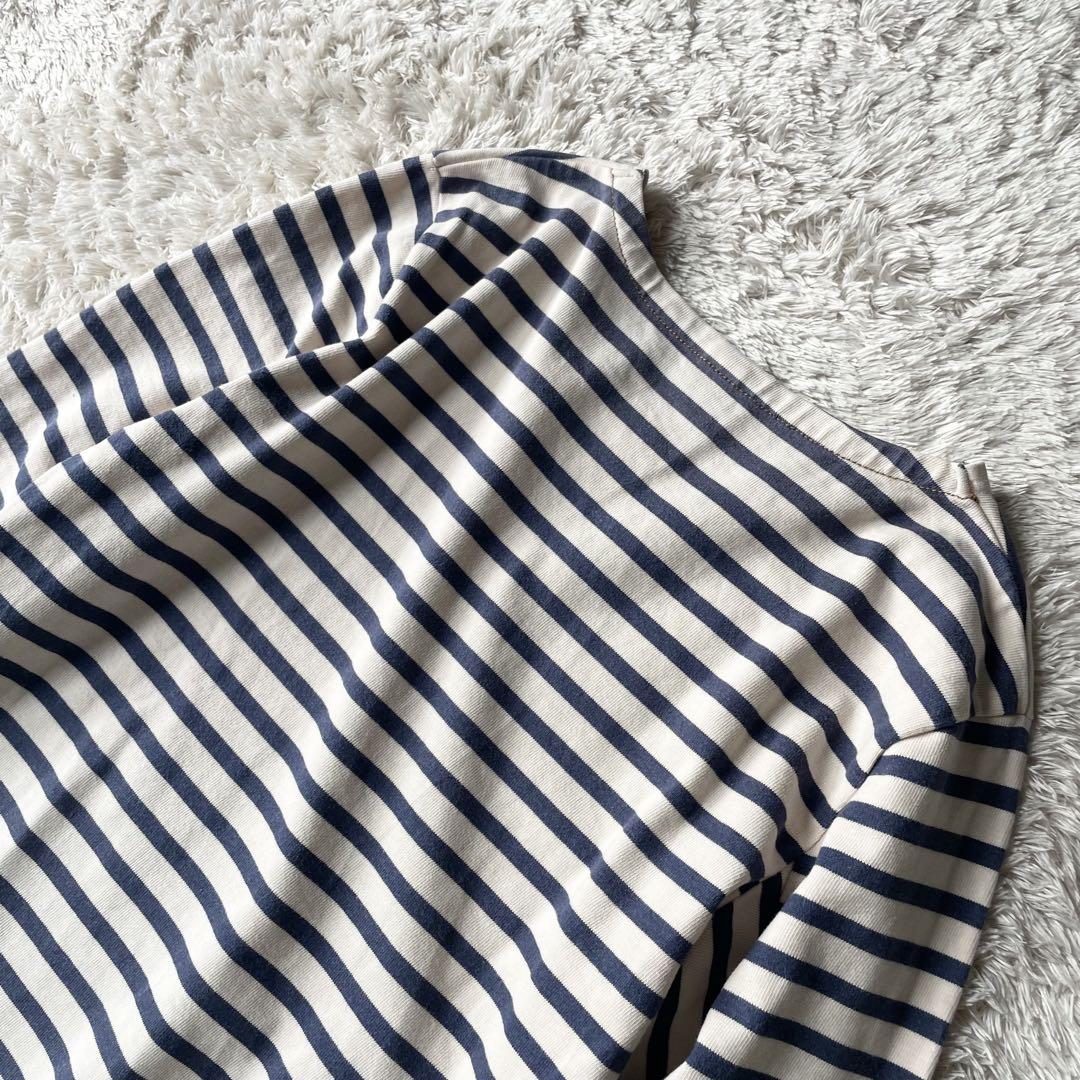 MHL 美品 カットソーボーダーワンピース 2 アイボリー ブルー