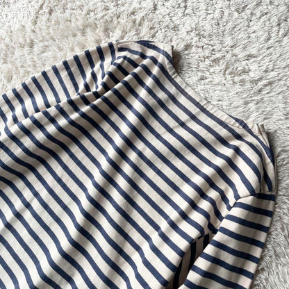 MHL 美品 カットソーボーダーワンピース 2 アイボリー ブルー