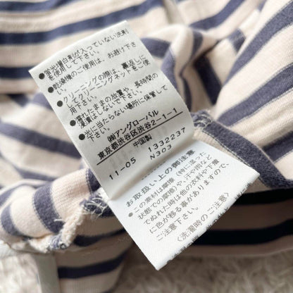 MHL 美品 カットソーボーダーワンピース 2 アイボリー ブルー