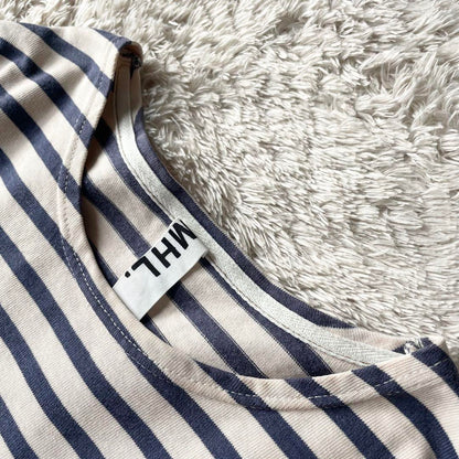 MHL 美品 カットソーボーダーワンピース 2 アイボリー ブルー