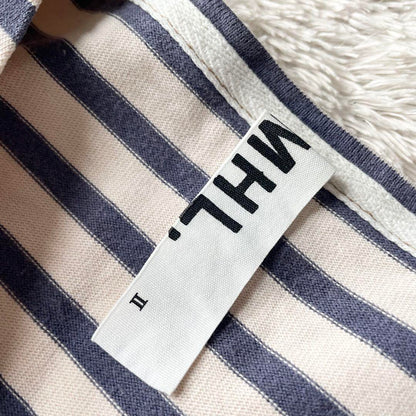 MHL 美品 カットソーボーダーワンピース 2 アイボリー ブルー