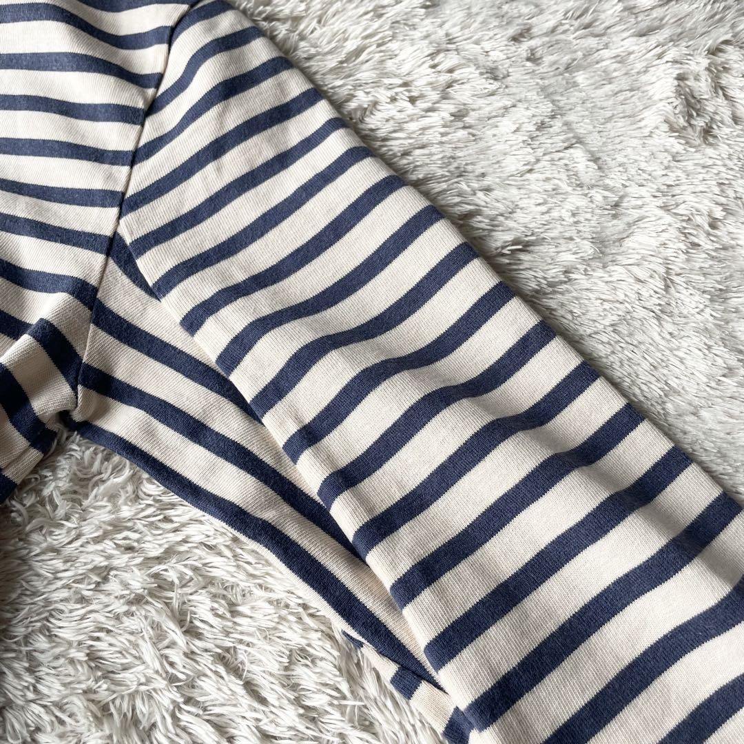 MHL 美品 カットソーボーダーワンピース 2 アイボリー ブルー