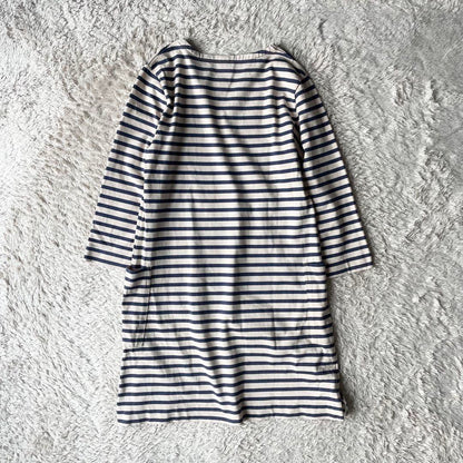 MHL 美品 カットソーボーダーワンピース 2 アイボリー ブルー