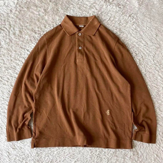 45R 極美品 スーピマカノコの33色四角ポロ 3 茶