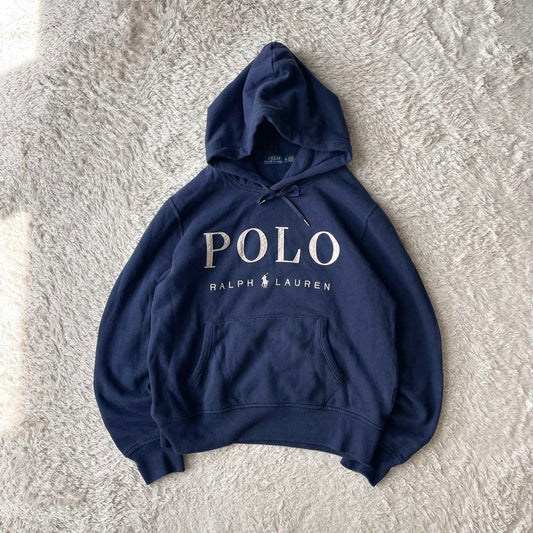 ラルフローレン 美品 現行 パーカー 刺繍ロゴ M ネイビー