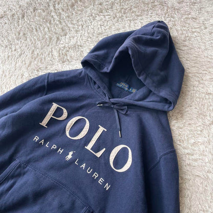 ラルフローレン 美品 現行 パーカー 刺繍ロゴ M ネイビー
